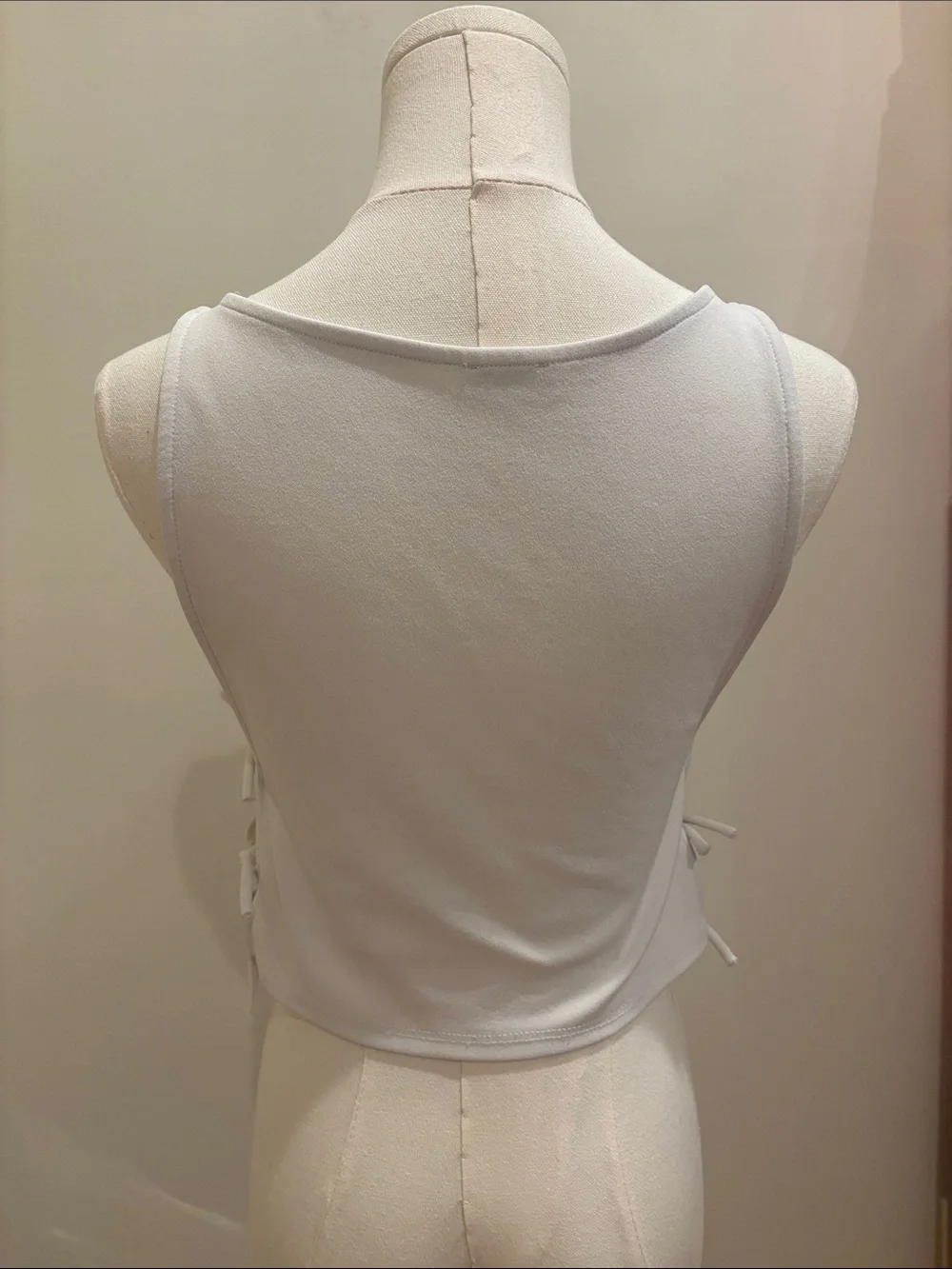 Free People Top White Side Tie V-Neck Tank Boho Size Small